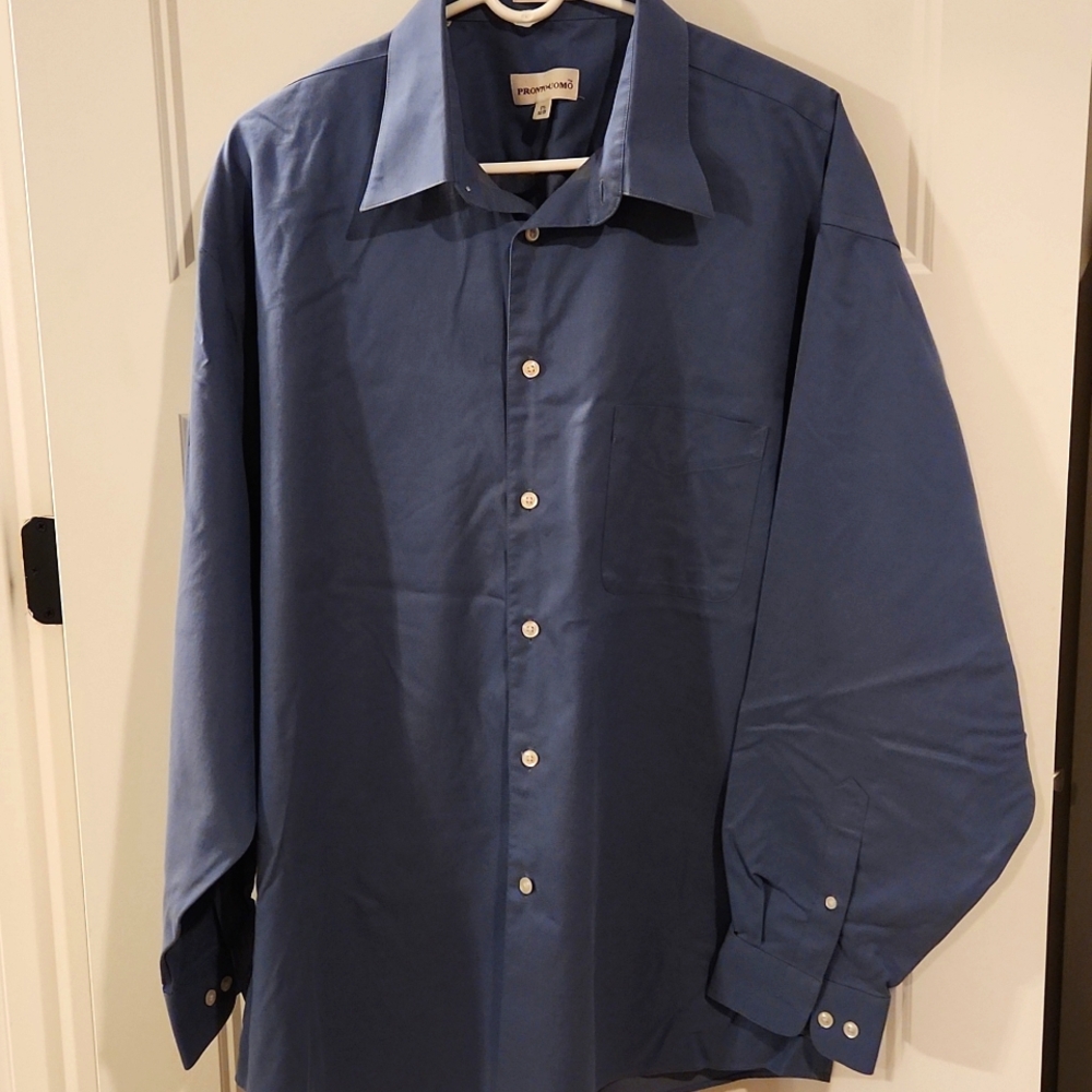 Pronto Uomo Blue Button-down Business Shirt Perfect Twill for Men